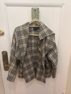 1920s Hollywood royalty inspired jacket Plaid Open-Front Women's